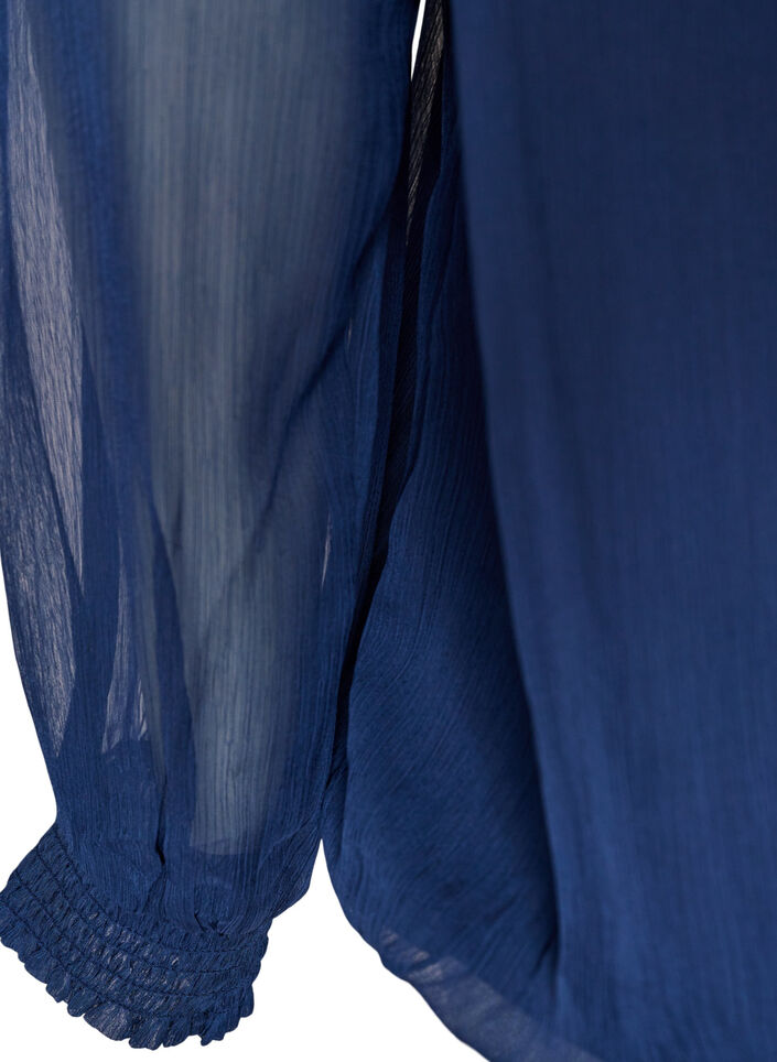 Bluse aus Chiffon mit transparenten &Auml;rmeln, Blau, Packshot image number 3