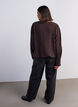 Bluse in Ballon-Silhouette mit V-Ausschnitt, Braun, Model image number 2