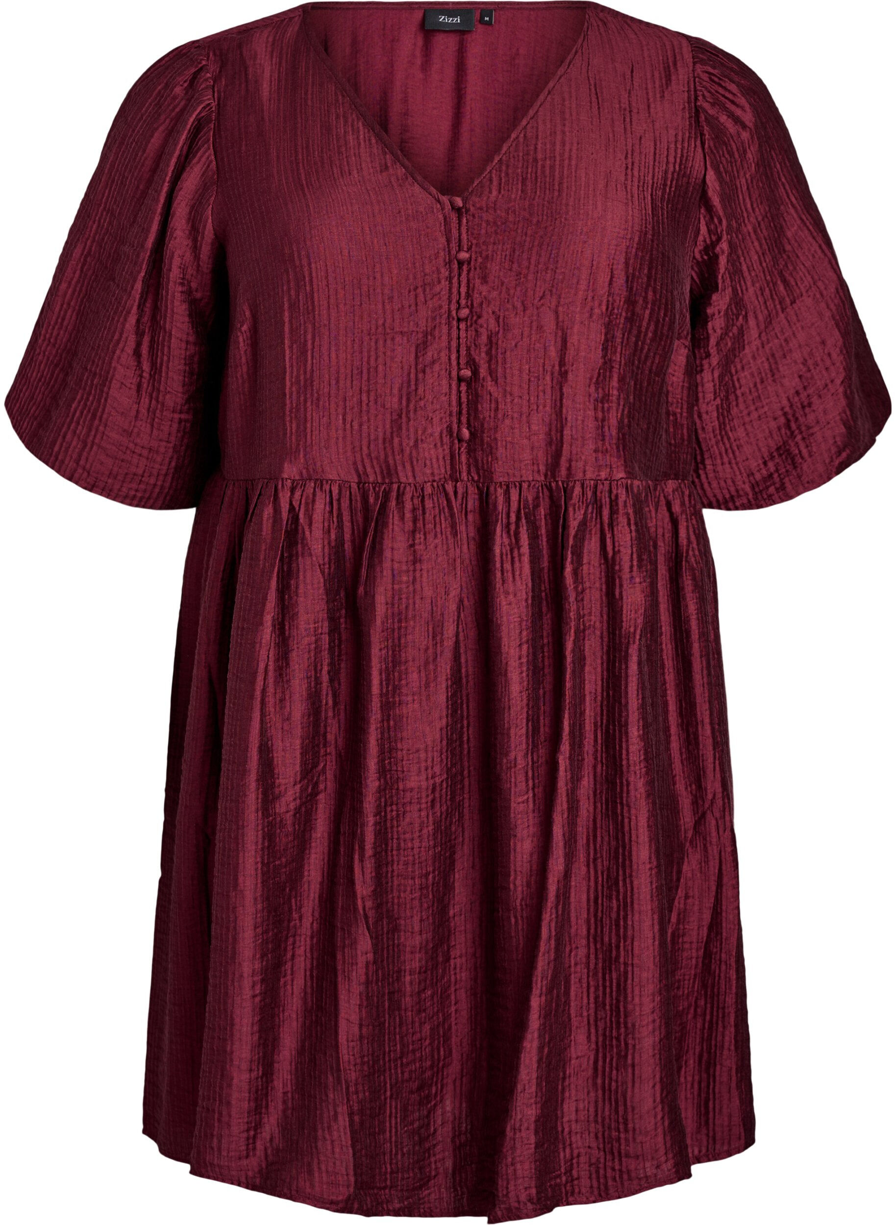 Kurzes Kleid mit Struktur und kurzen Ballon&auml;rmeln