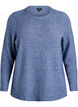 Melierte Strickbluse mit Rundhalsausschnitt, Blau, Packshot image number 0