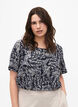 FLASH &ndash; Kurz&auml;rmelige Bluse mit Print, Off White Blue Leaf, Model image number 0