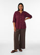 Hose aus Leinen und Viskose mit weitem Bein, Braun, Model image number 0