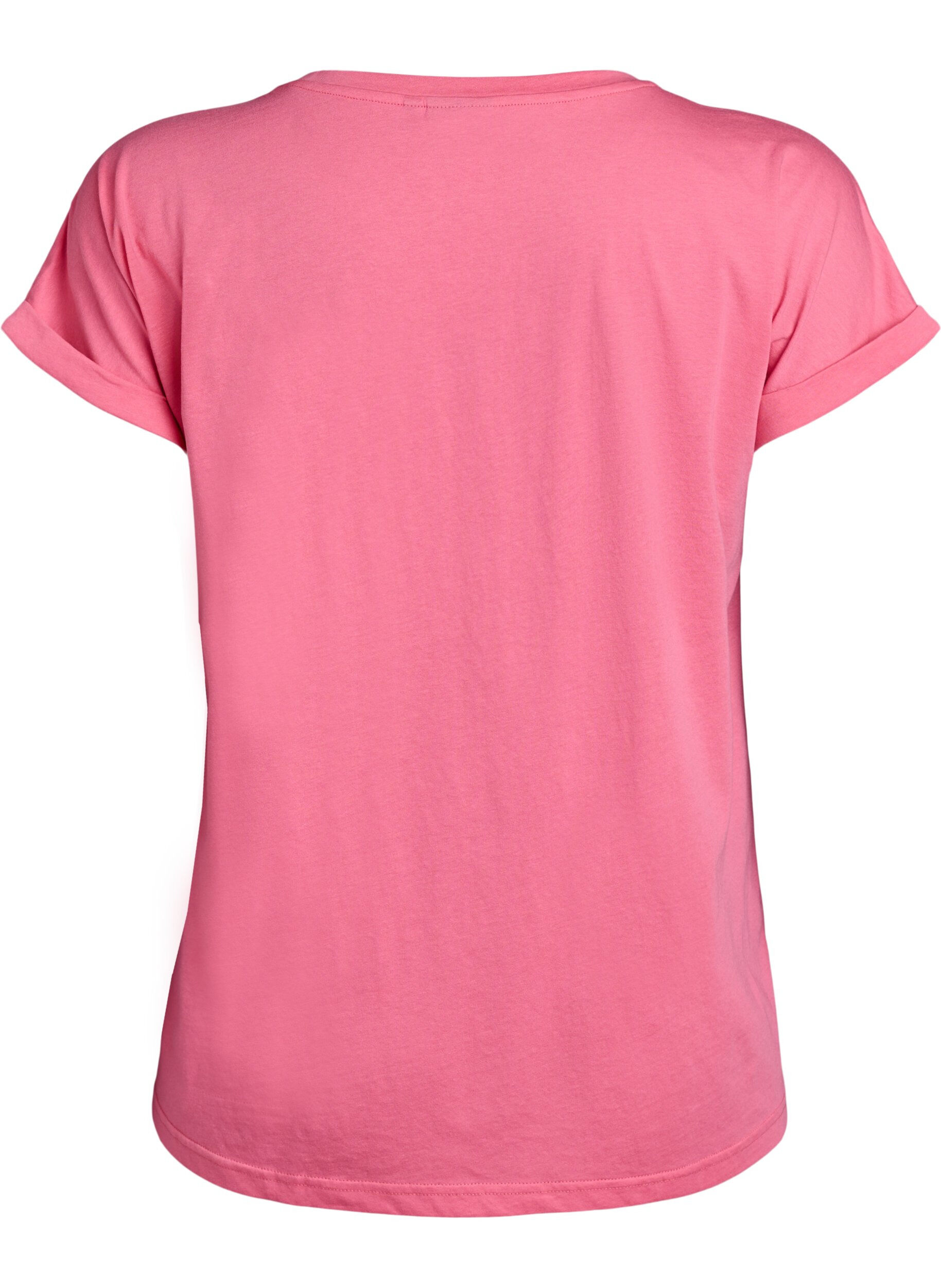 ZizziKurz&auml;rmliges T-Shirt aus einer Baumwollmischung, Pink, Packshot image number 1