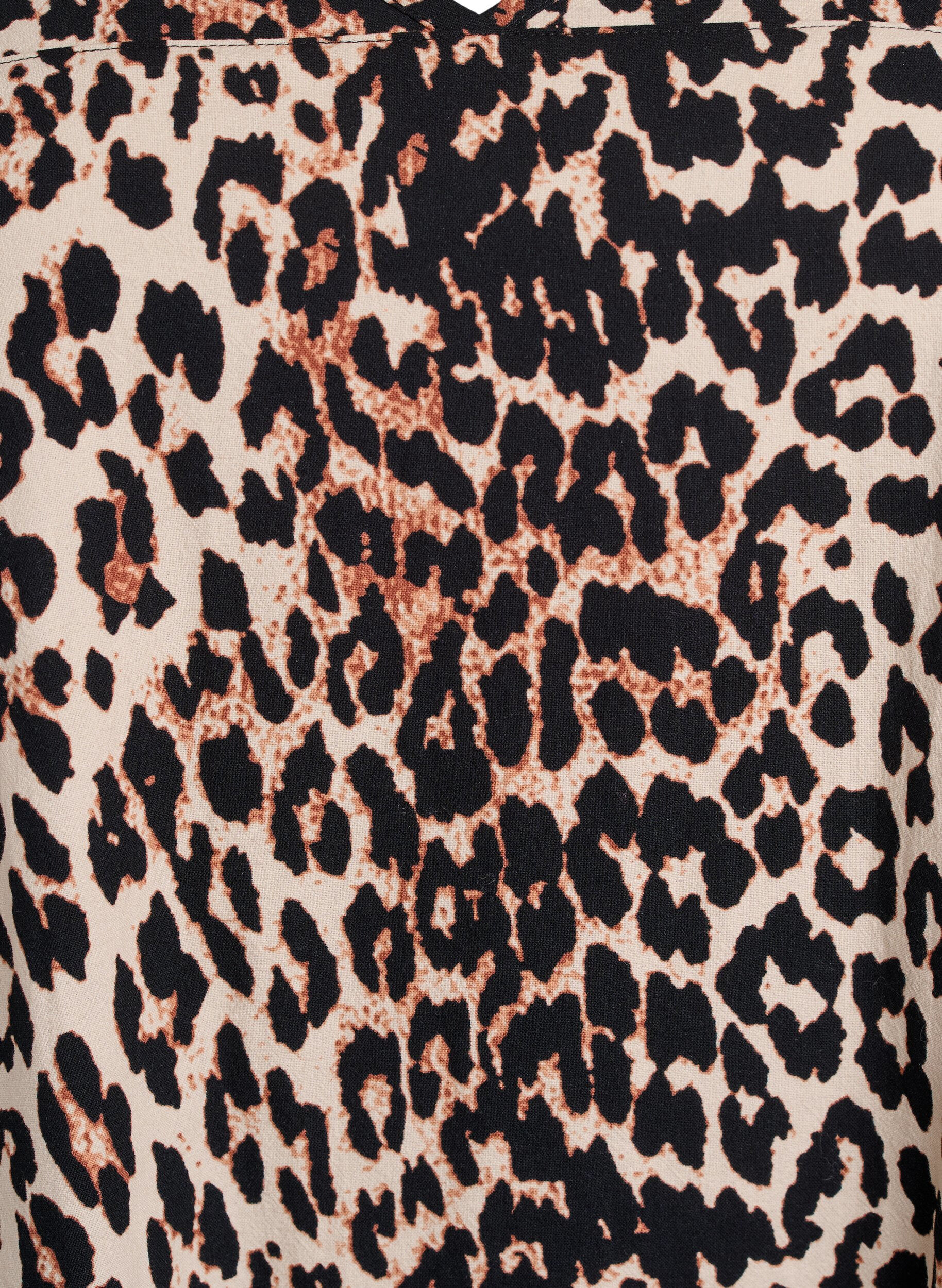 ZizziKurzes A-Linien-Kleid mit Leopardenmuster, Braun, Packshot image number 2