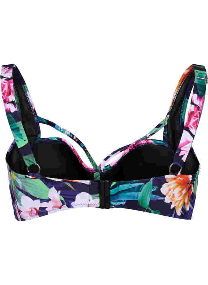 Bikini-BH mit Raffung und Zierbändern, Flower Print, Packshot image number 1