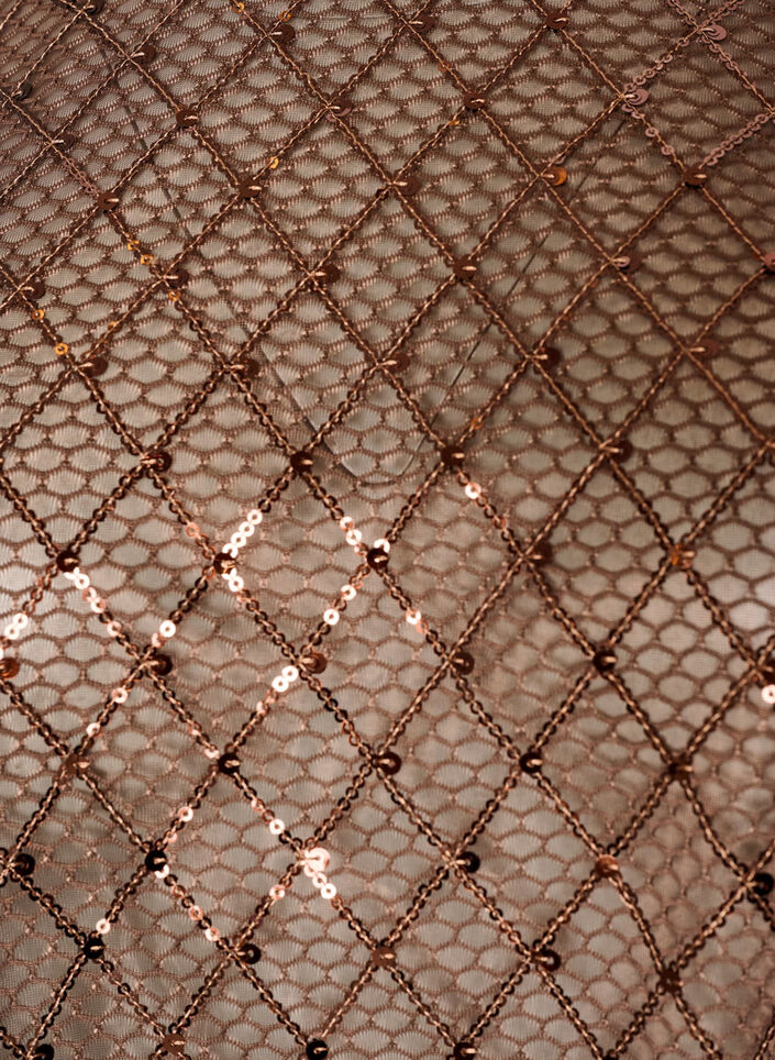 Transparente Bluse mit Pailletten und Rautenmuster, Braun, Packshot image number 2