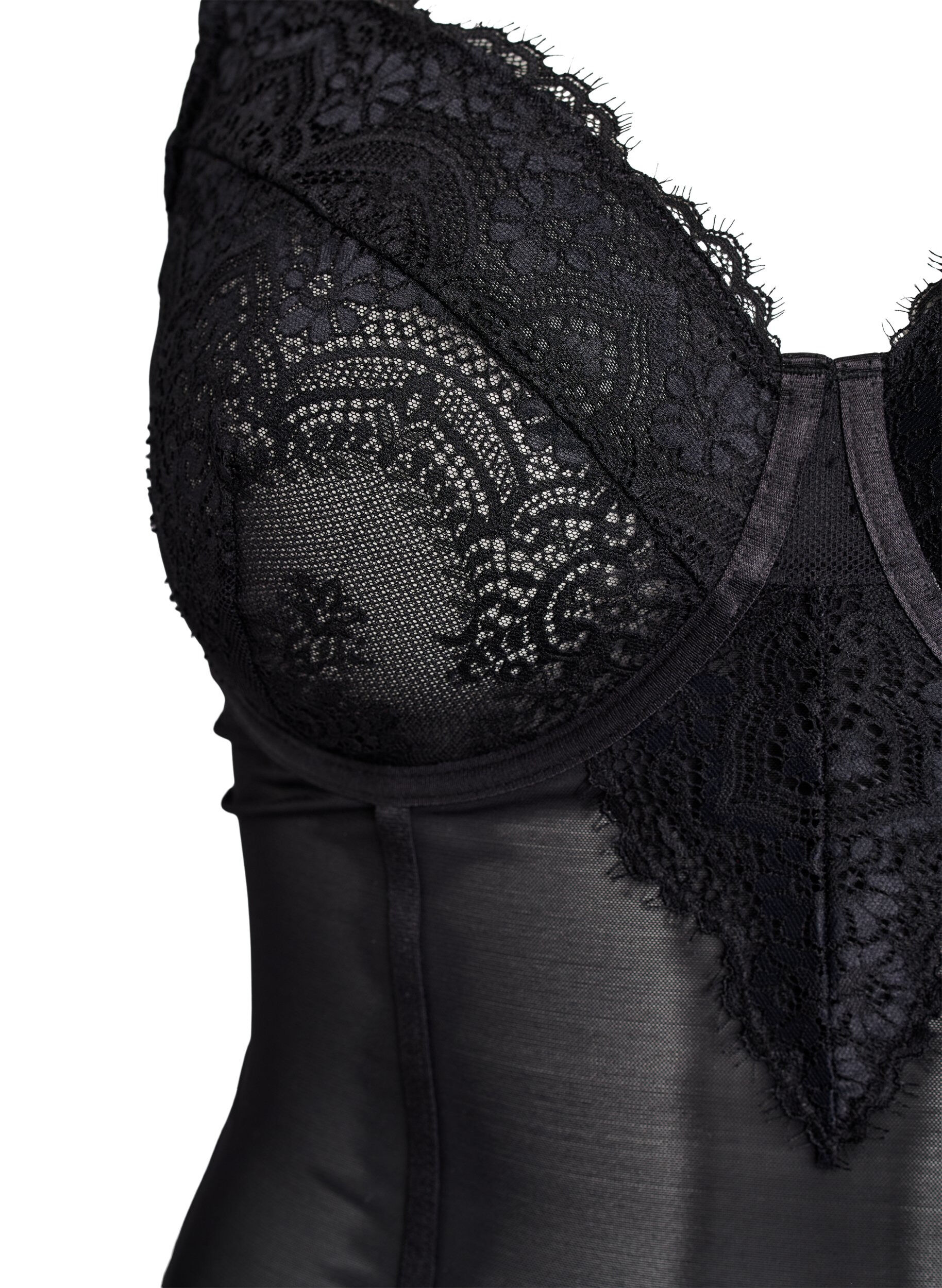 ZizziBody aus Mesh mit Spitze und B&uuml;gel, Schwarz, Packshot image number 2