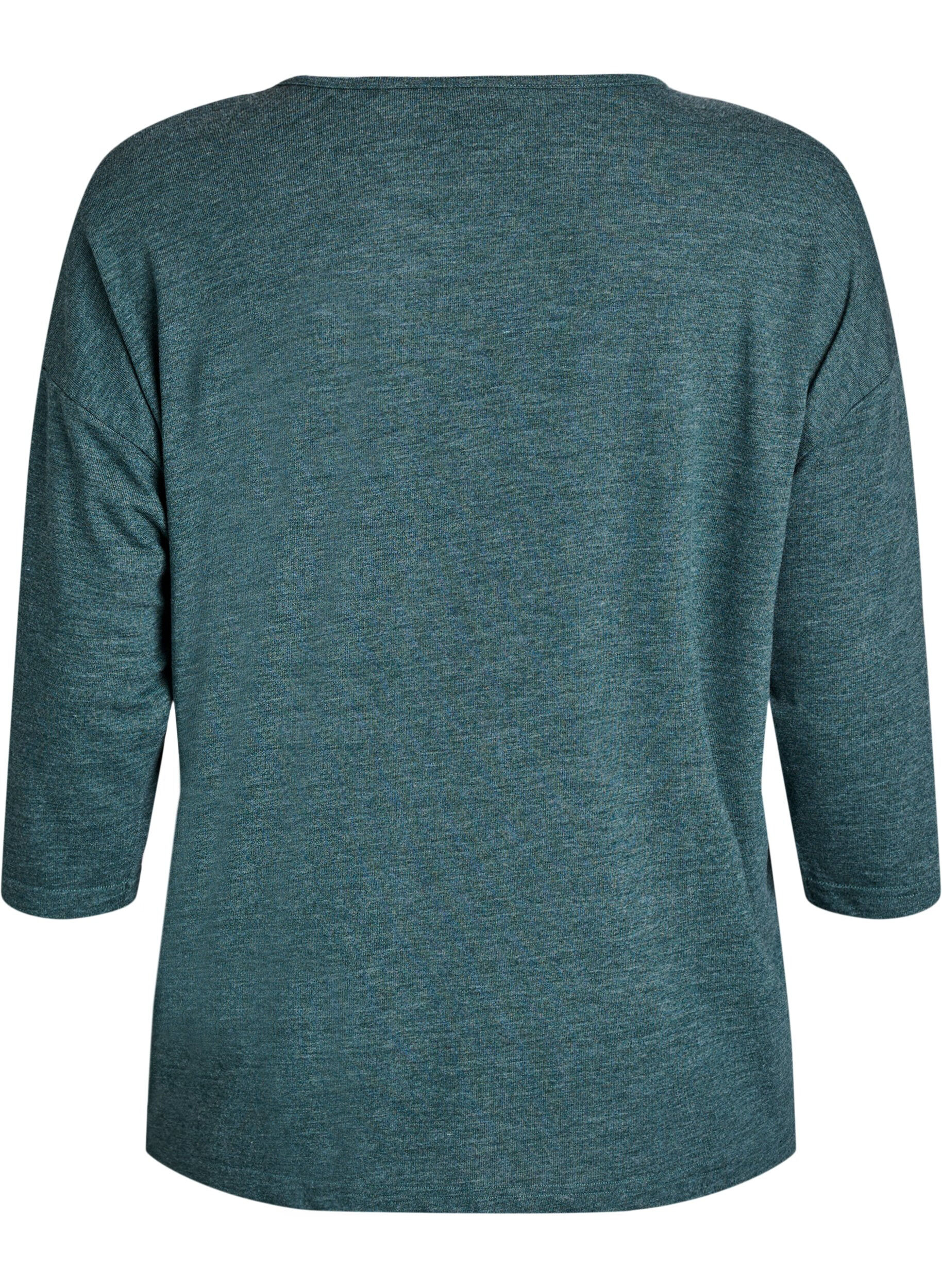 ZizziBluse aus Jersey mit 3/4-&Auml;rmeln , Gr&uuml;n, Packshot image number 3