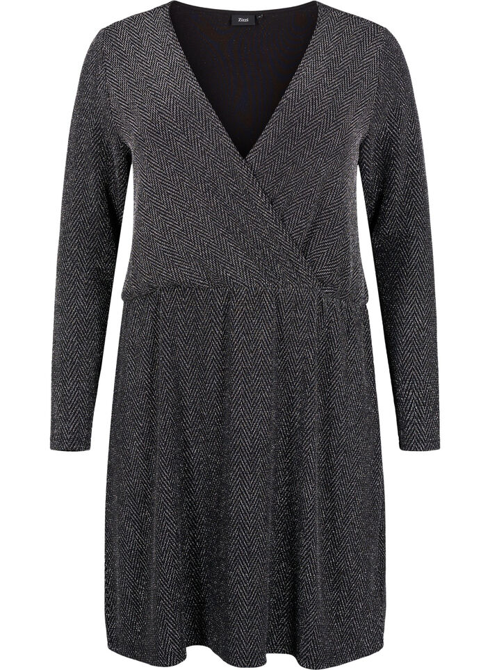 Glitzerkleid mit Zickzackmuster, Silver ZigZagShimmer, Packshot image number 0