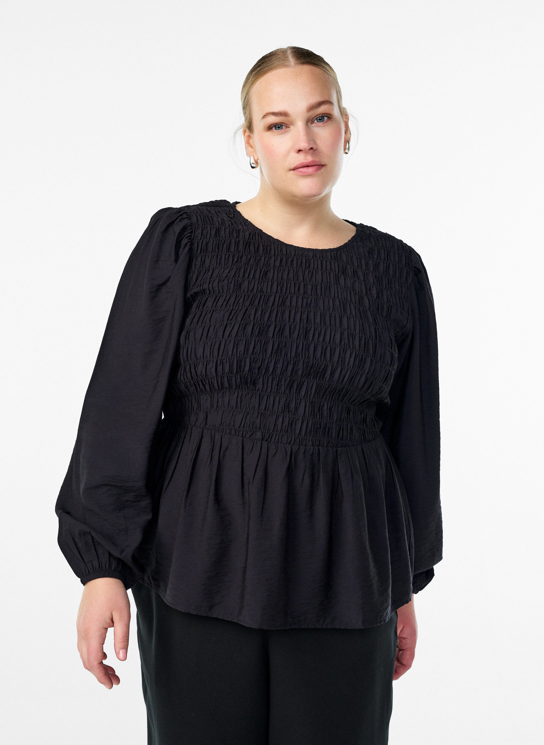 ZizziBluse mit Puff und langen &Auml;rmeln, Schwarz, Model image number 0