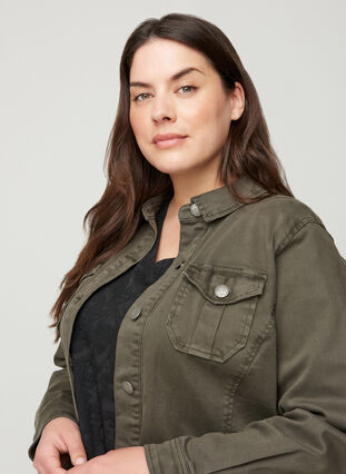 Kurze Jacke aus Baumwolle, Army Green, Model image number 2