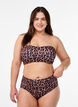Hoch taillierte Bikinihose mit floralem Muster, Braun, Model image number 0