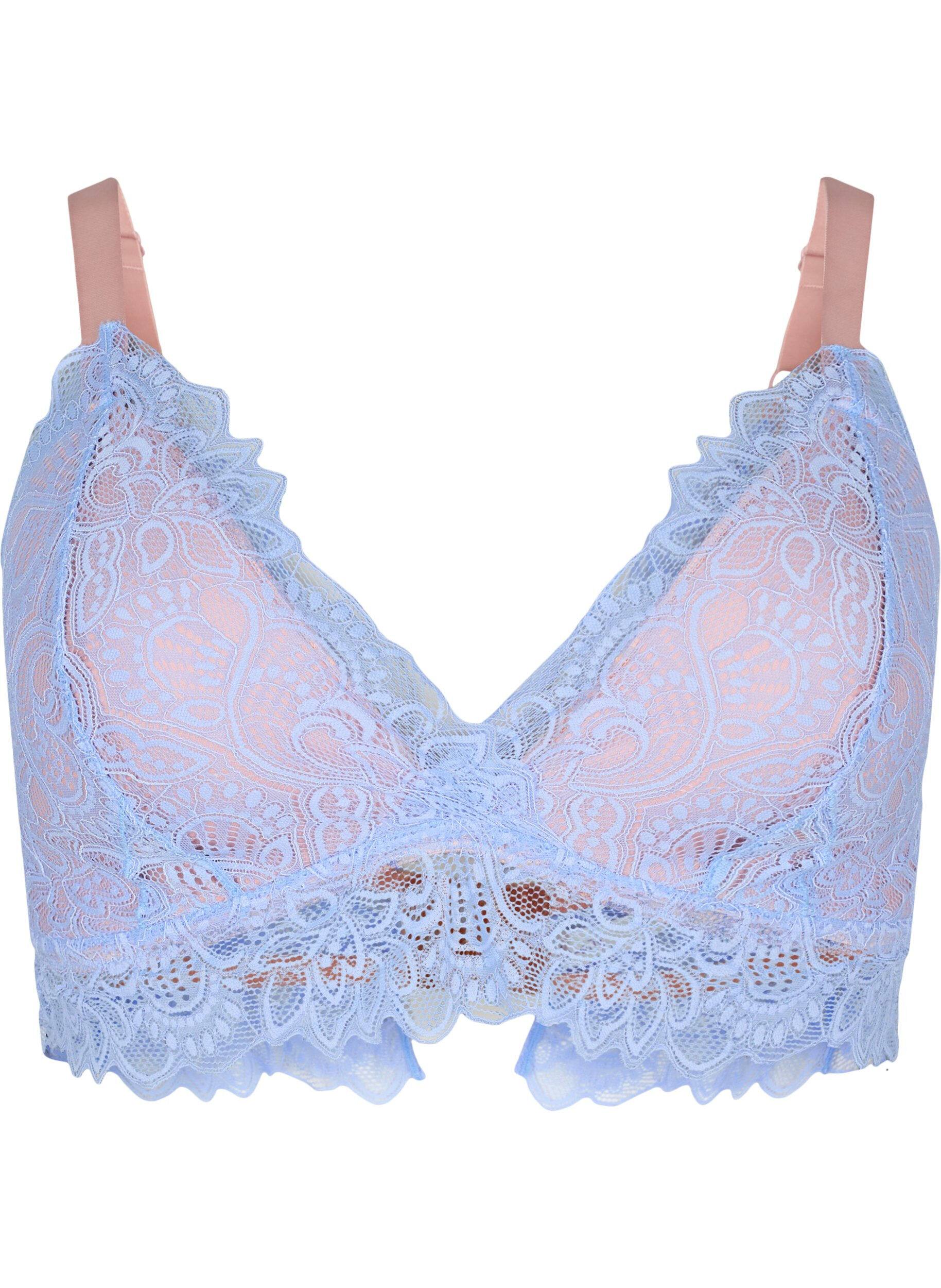 ZizziBralette mit Spitze und weicher Polsterung, Blau, Packshot image number 0