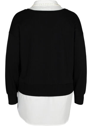 Sweatshirt mit angenähter Hemdbluse, Black, Packshot image number 1