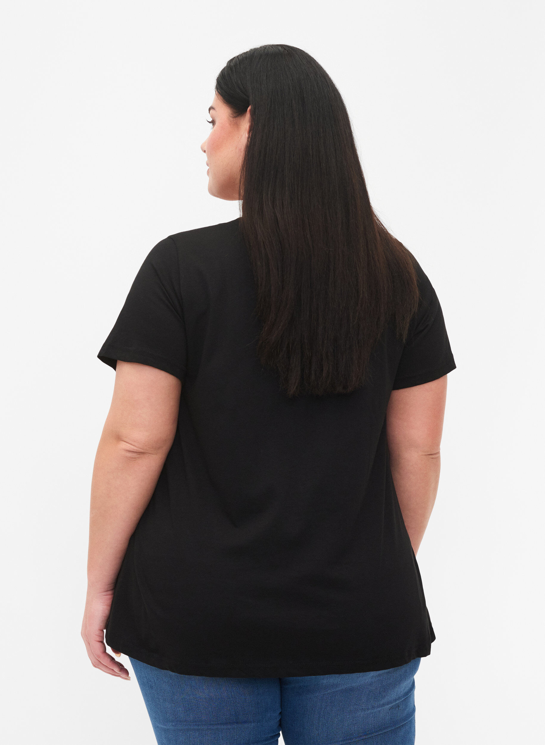 ZizziT-Shirt aus Baumwolle mit Aufdruck, Black W. Chest print, Model image number 1