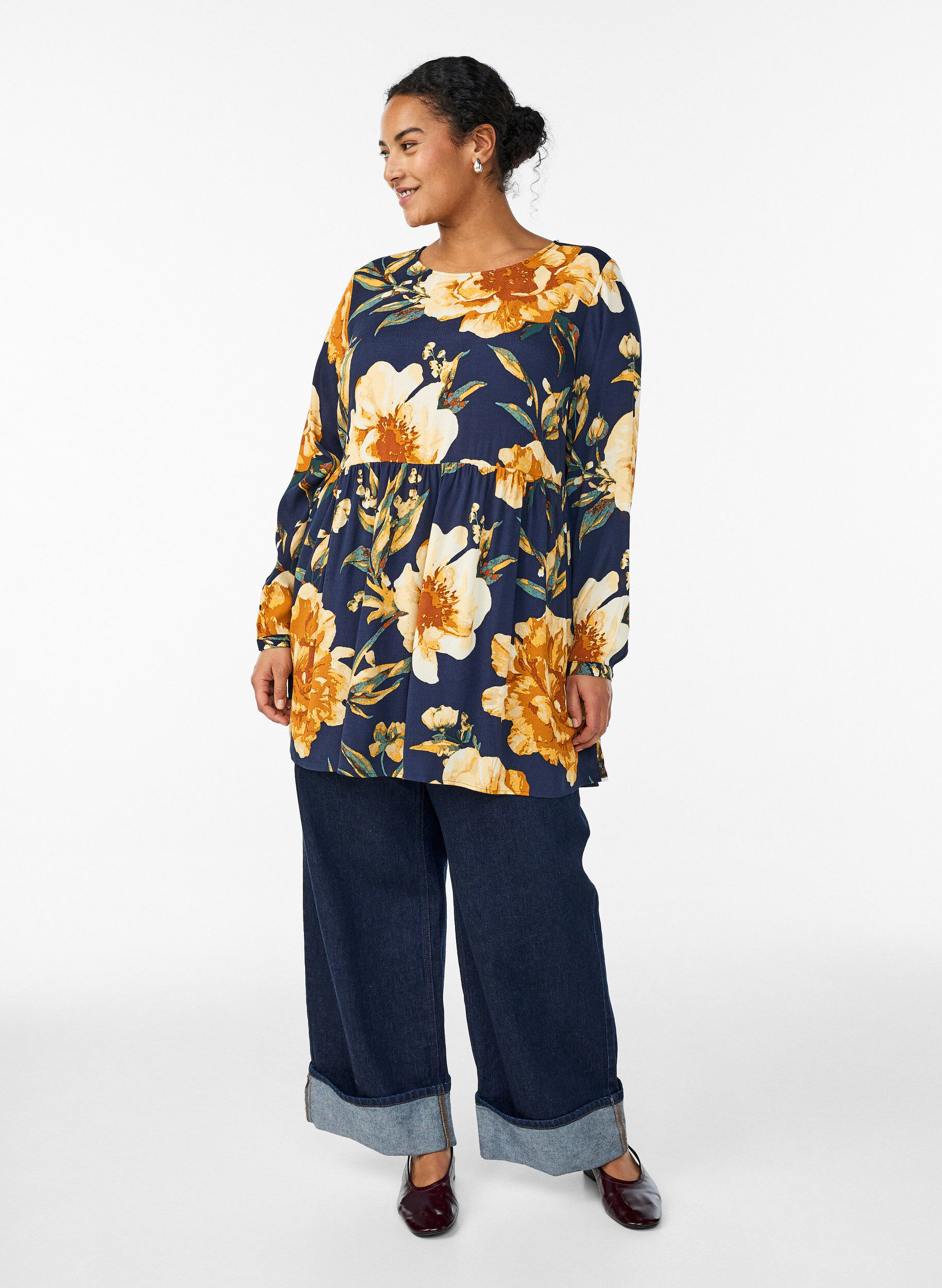 ZizziLang&auml;rmelige Tunika mit Teilungsnaht, Blau, Model image number 1