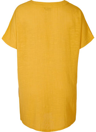 Kurzarm Tunika aus Baumwolle, Golden Yellow, Packshot image number 1