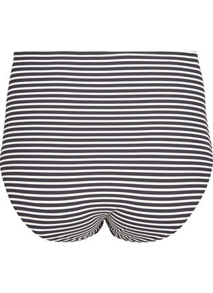 Gestreiftes Bikiniunterteil mit hoher Taille, Navy Striped, Packshot image number 1