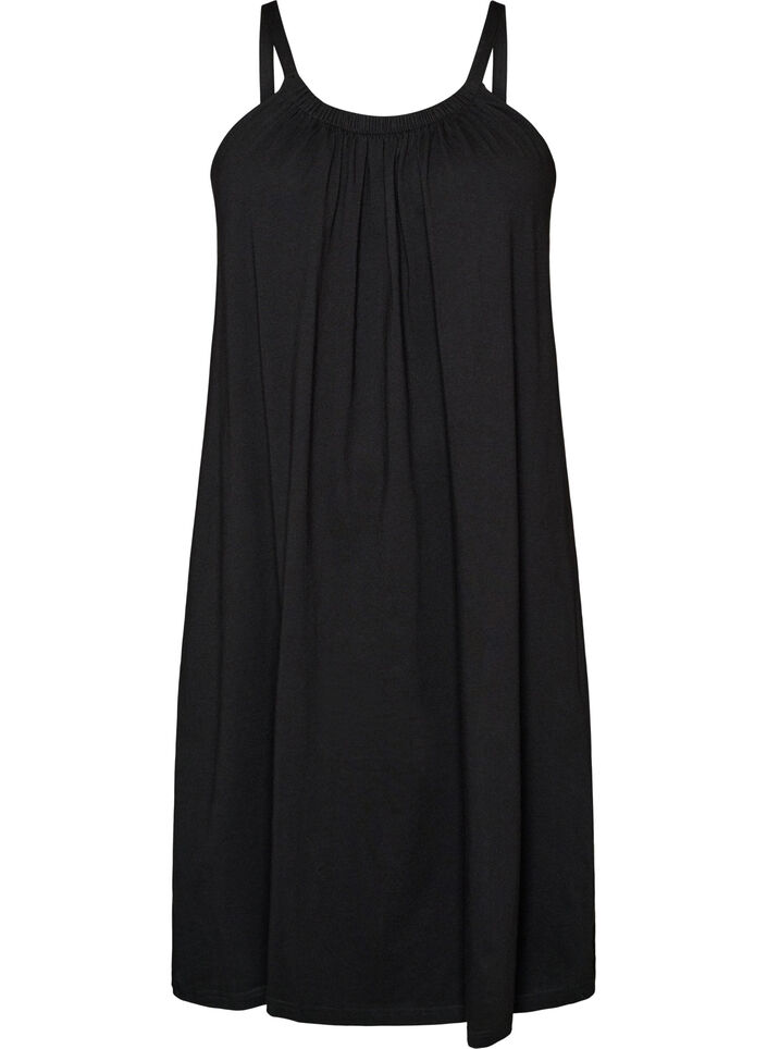 Midi-Tr&auml;gerkleid aus Bio-Baumwolle, Schwarz, Packshot image number 0