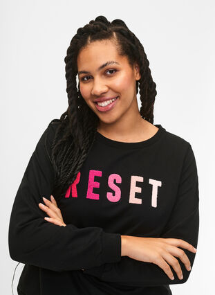 Sweatshirt mit Text, Black W. Reset, Model image number 2