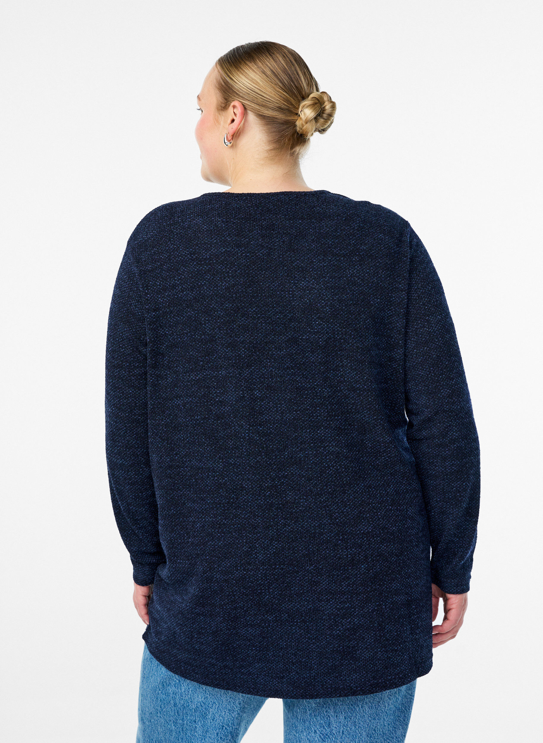 ZizziLang&auml;rmelige Bluse mit Struktur, Blau, Model image number 2
