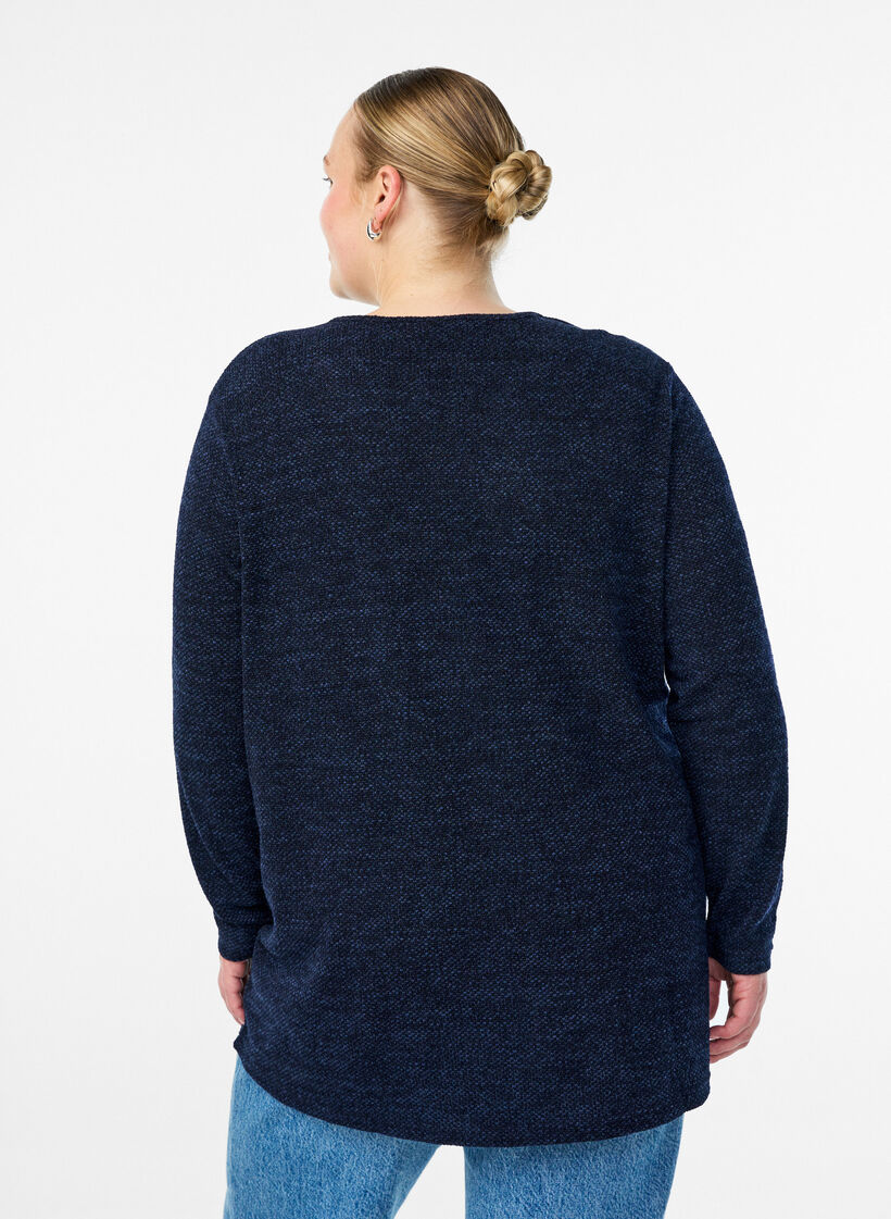 Langärmelige Bluse mit Struktur, Blau, Model image number 2