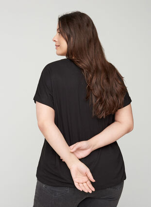 T-Shirt mit Rundhals, Black, Model image number 1