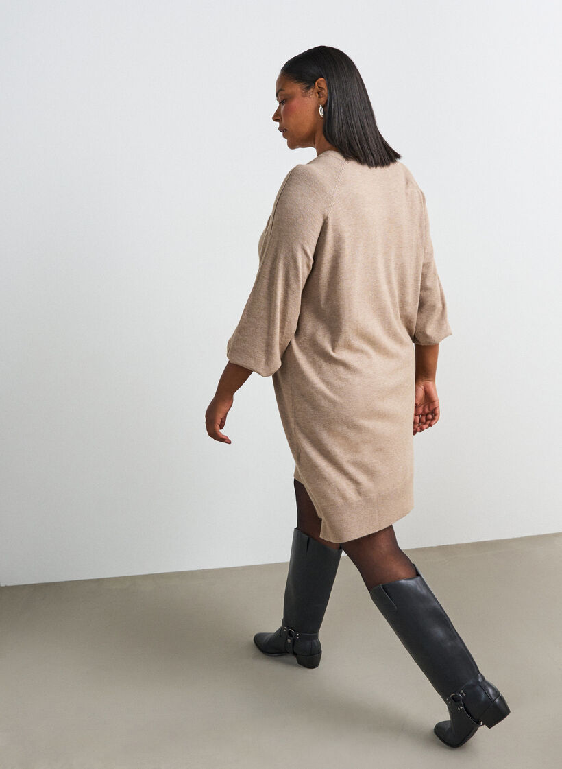 Strickkleid mit Raglan&auml;rmeln und Mittelnaht, Beige, Model image number 2