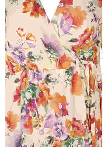 Wickelkleid mit Blumenmuster und kurzen Ärmeln, Buttercream Vintage, Packshot image number 2