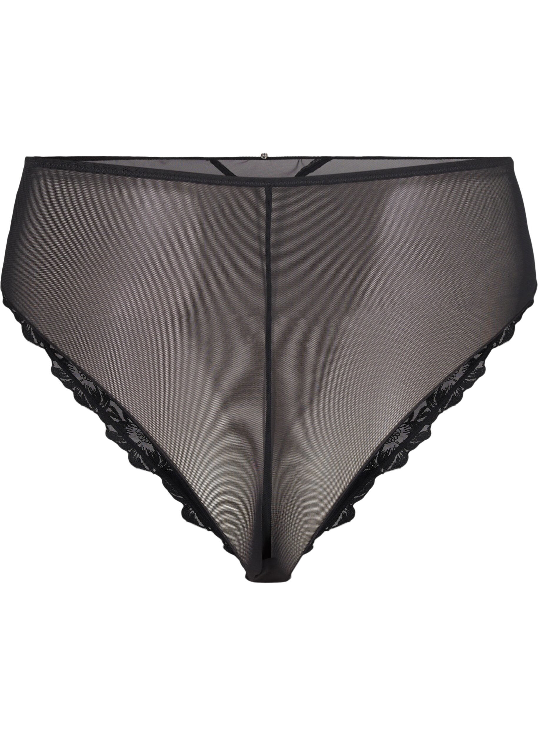 ZizziMesh-Brazilian-Slip mit Stickerei, Black, Packshot image number 1