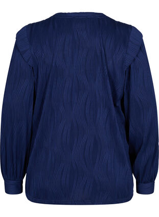 Bluse mit Struktur und langen Ärmeln, Maritime Blue, Packshot image number 1