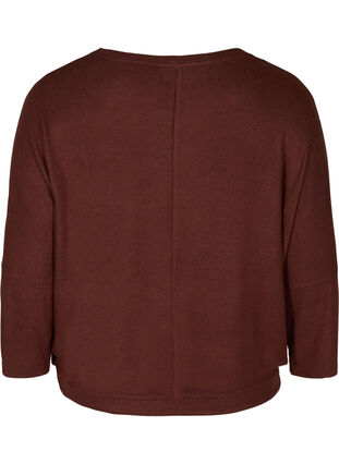 Melierte Bluse mit verstellbarem Bund, Brown Melange , Packshot image number 1