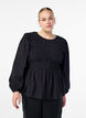 Bluse mit Smock und langen Ärmeln, Schwarz, Model image number 0