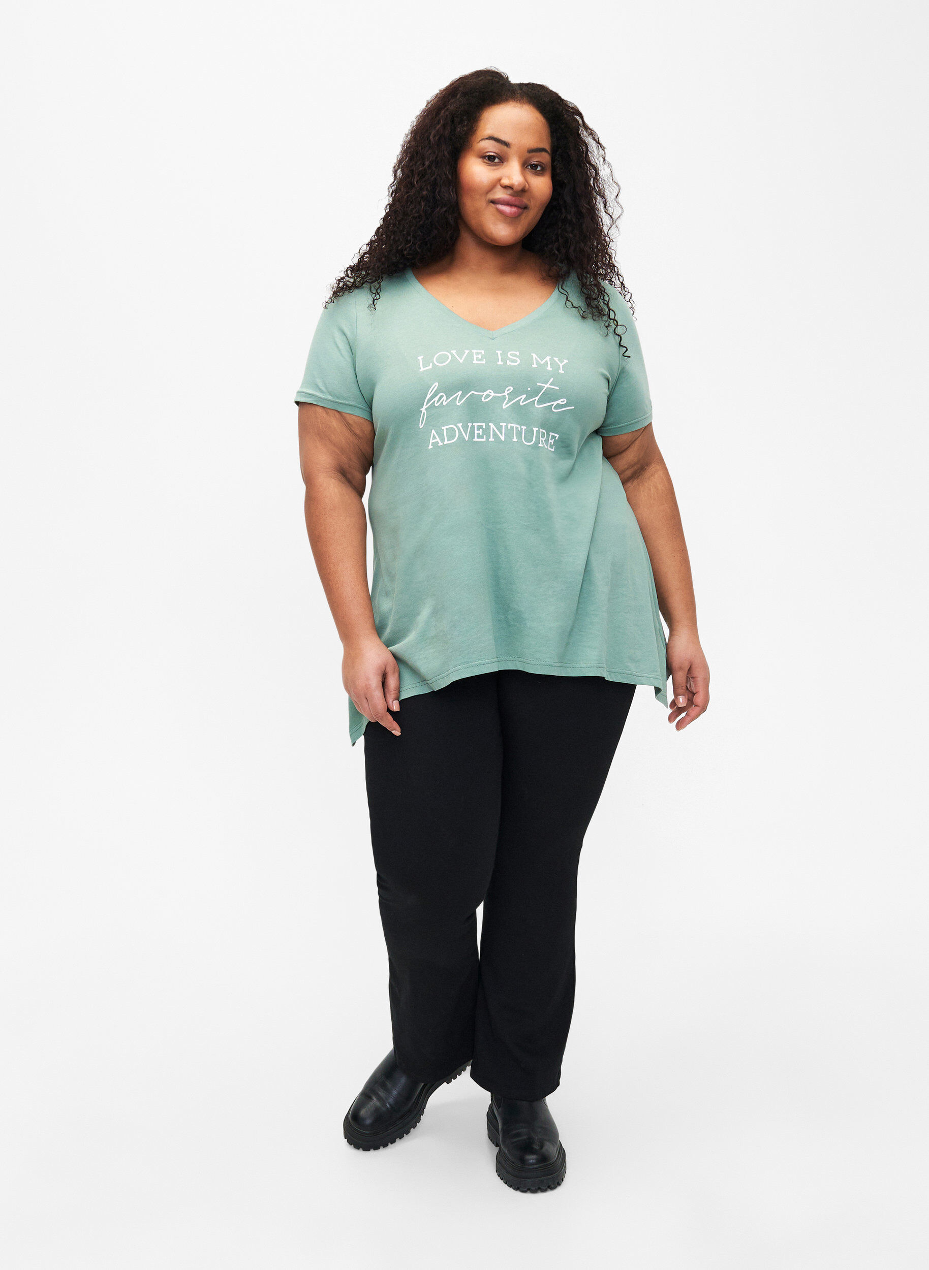 ZizziBaumwoll-T-Shirt mit kurzen &Auml;rmeln, Chinois G. W. Love, Model image number 2