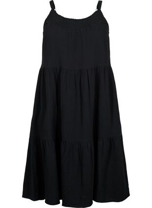 Schlichtes Trägerkleid aus Baumwolle, Black, Packshot image number 0