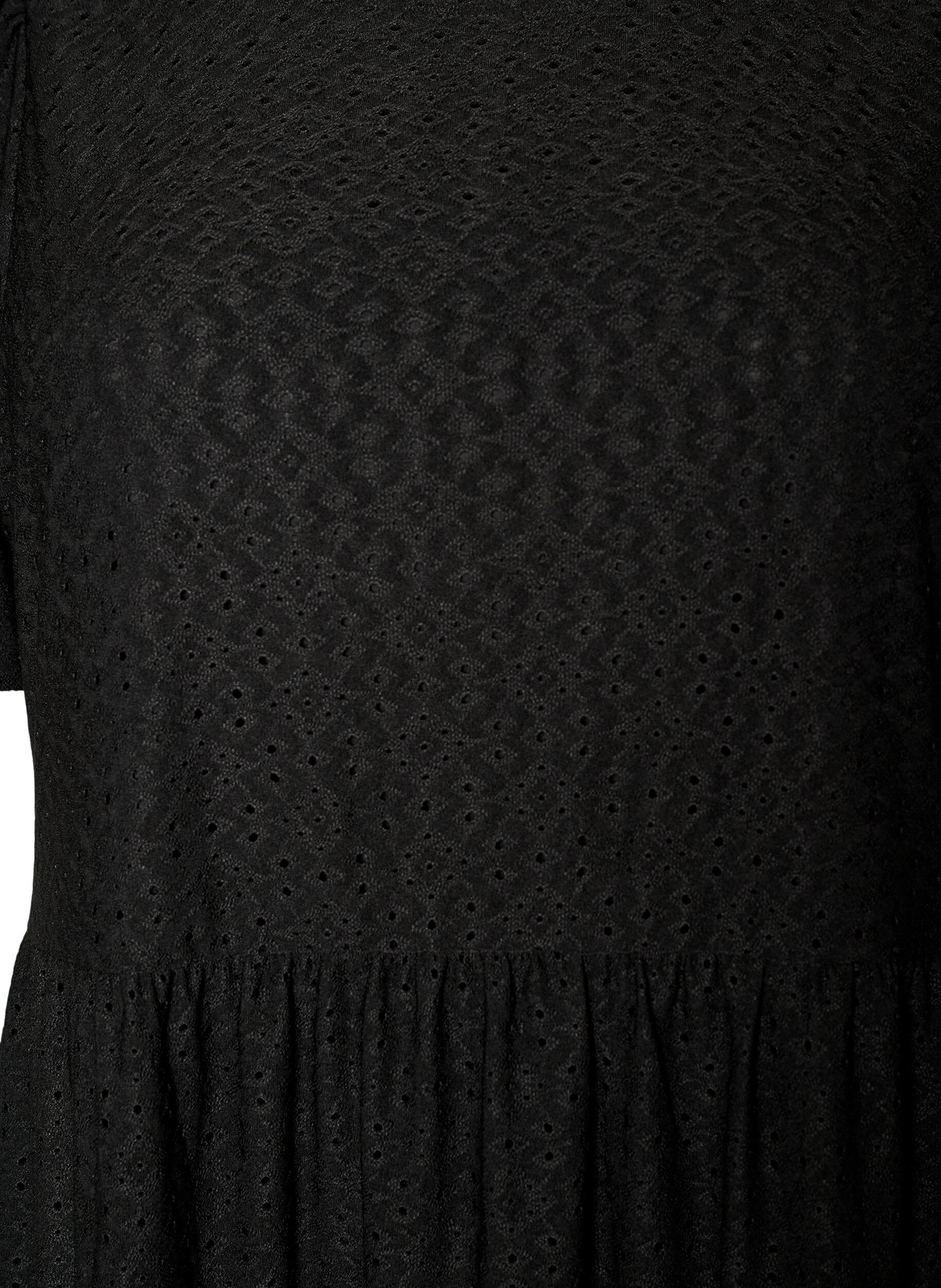 ZizziKurzes Kleid mit Spitzenmuster und Lagenrock, Schwarz, Packshot image number 2