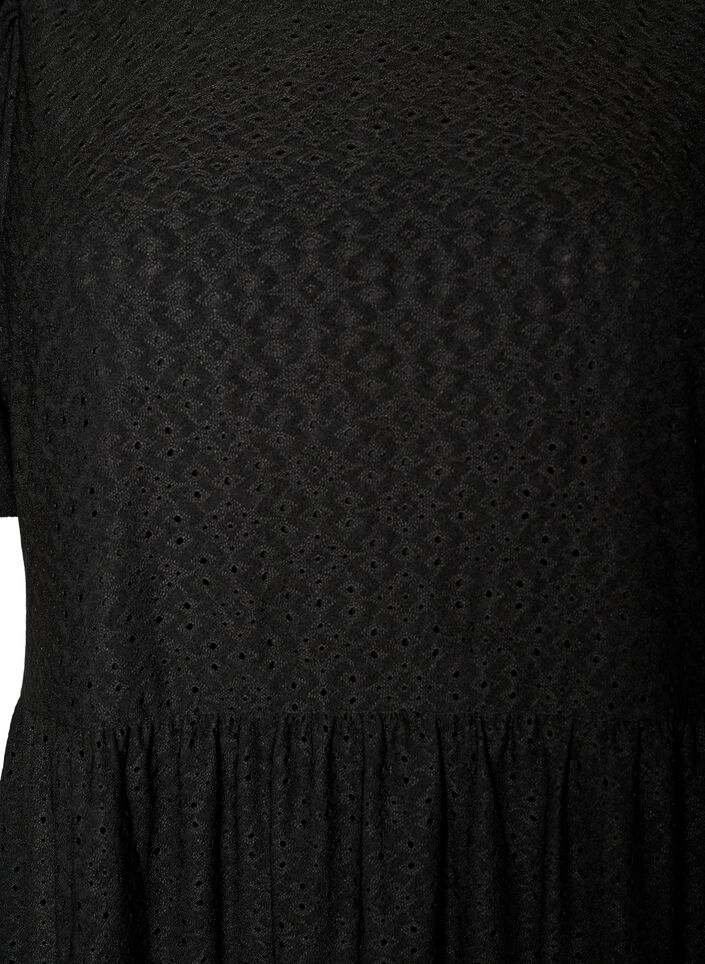 Kurzes Kleid mit Spitzenmuster und Lagenrock, Schwarz, Packshot image number 2
