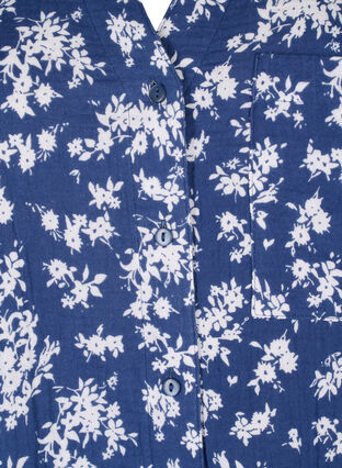 Geblümtes Nachthemd mit 3/4-Ärmeln, V. Indigo Flower AOP, Packshot image number 2