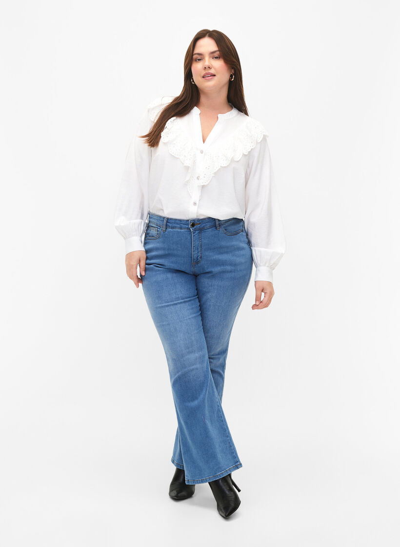 Hemdbluse aus Viskose mit Rüschen, Bright White, Model image number 2