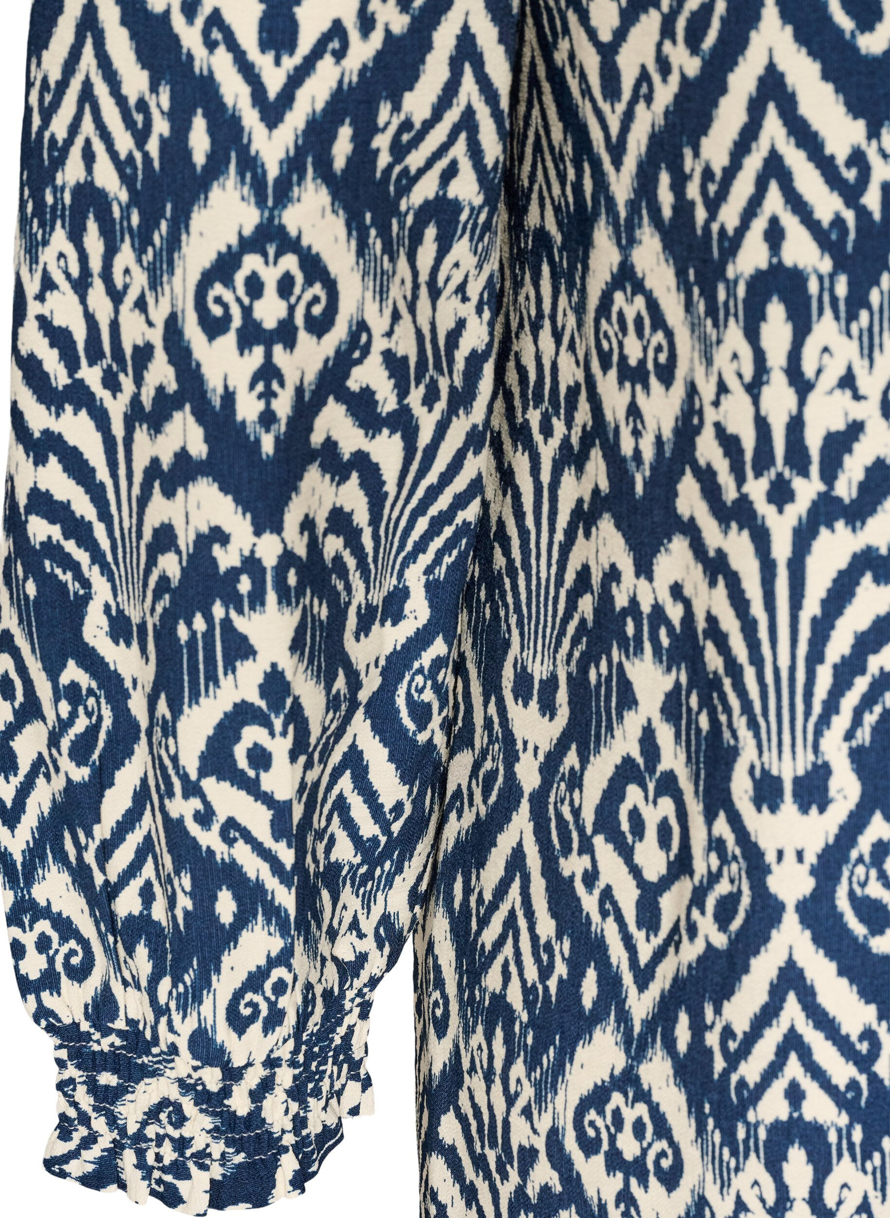ZizziGemustertes Kleid aus Viskose mit langen &Auml;rmeln, Blau, Packshot image number 3