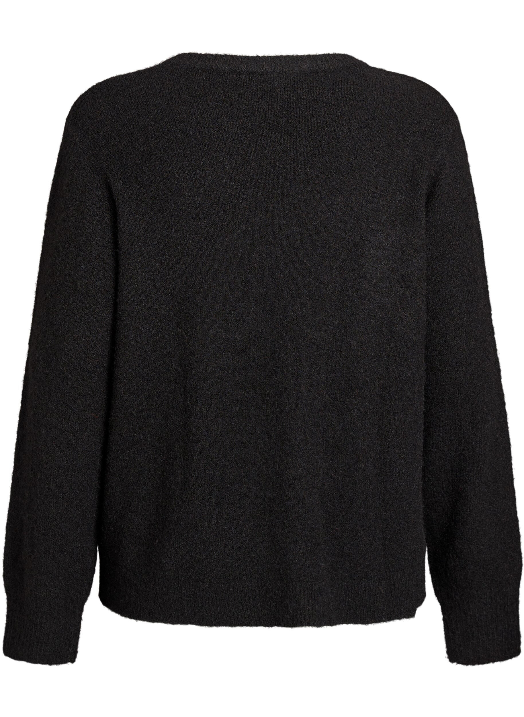 ZizziStrickjacke aus Wolle mit Kn&ouml;pfen, Schwarz, Packshot image number 1