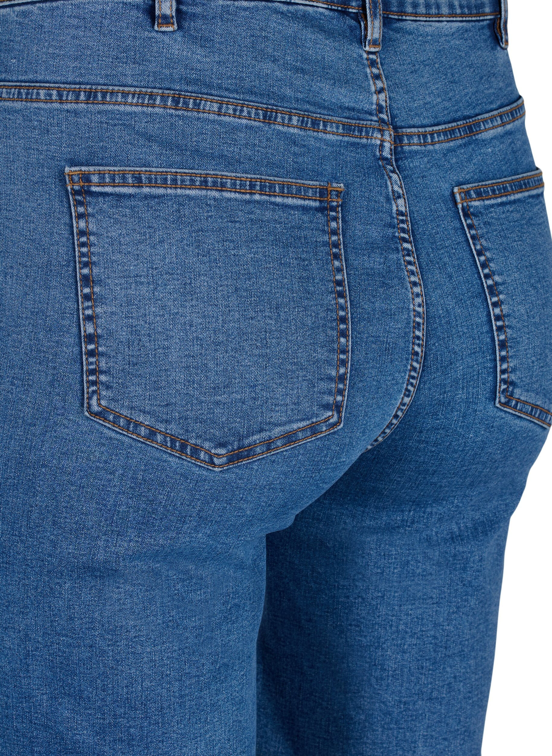 ZizziEng anliegende Denim-Shorts mit hoher Taille, Blue Denim, Packshot image number 3