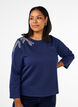 Kurzer Sweatshirt mit Perlendetails, Blau, Model image number 0