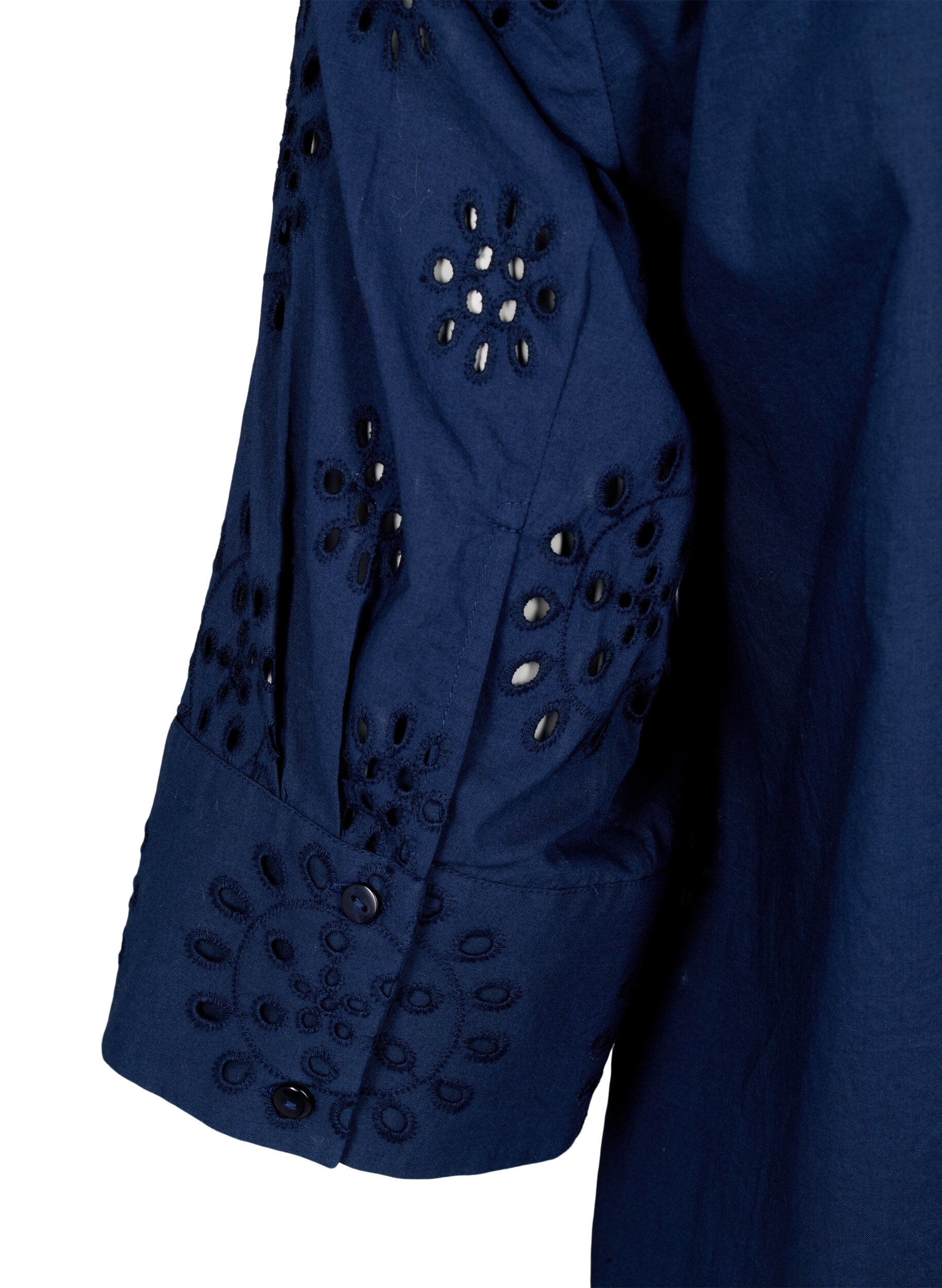 ZizziHemdbluse mit Lockstickerei und 3/4-&Auml;rmeln, Navy Blazer, Packshot image number 3