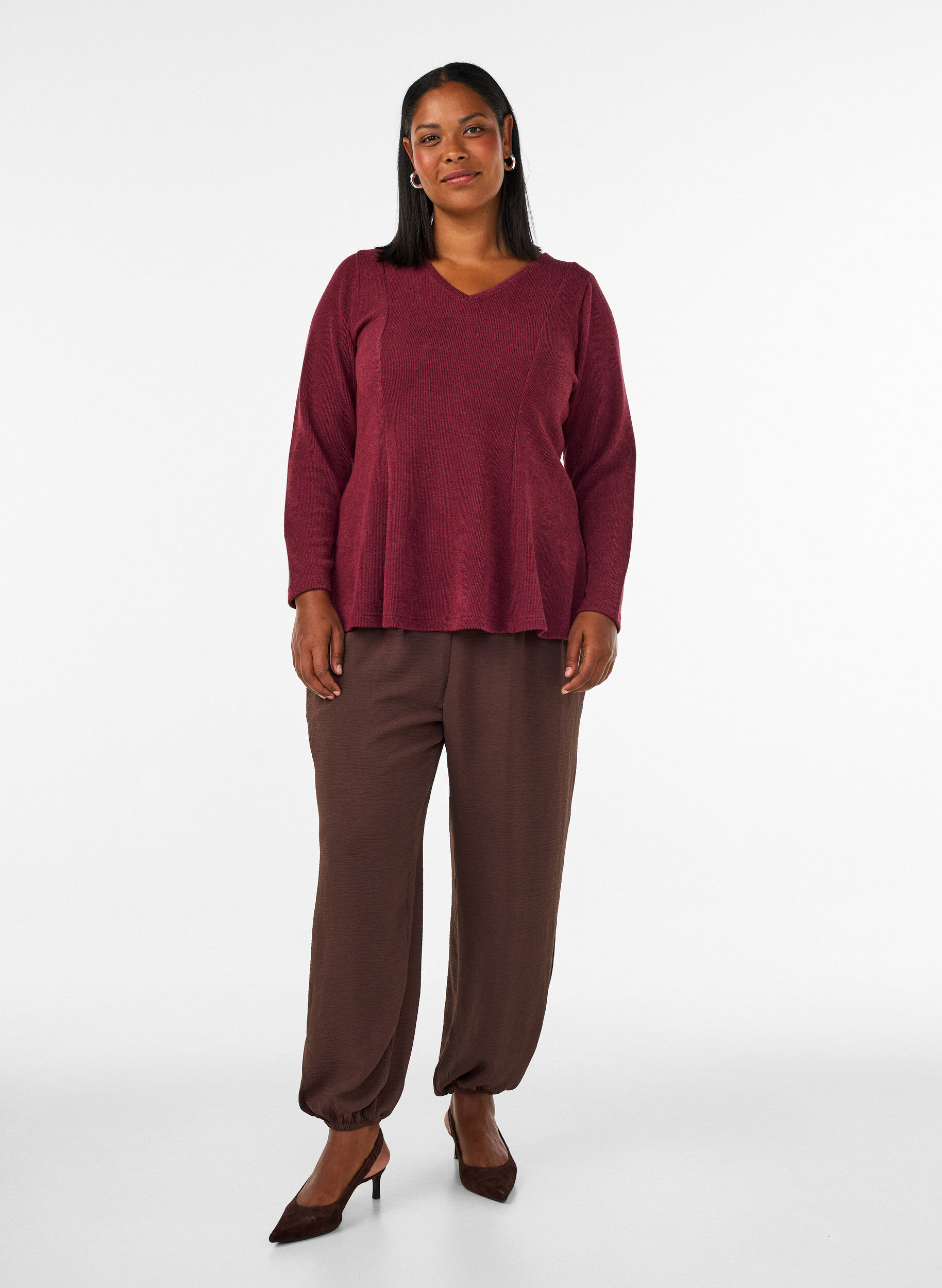ZizziHoch taillierte Ballonhose, Braun, Model image number 0