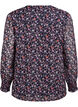 Bluse mit gebl&uuml;mtem Print und Glitzerfaden, Blau, Packshot image number 1