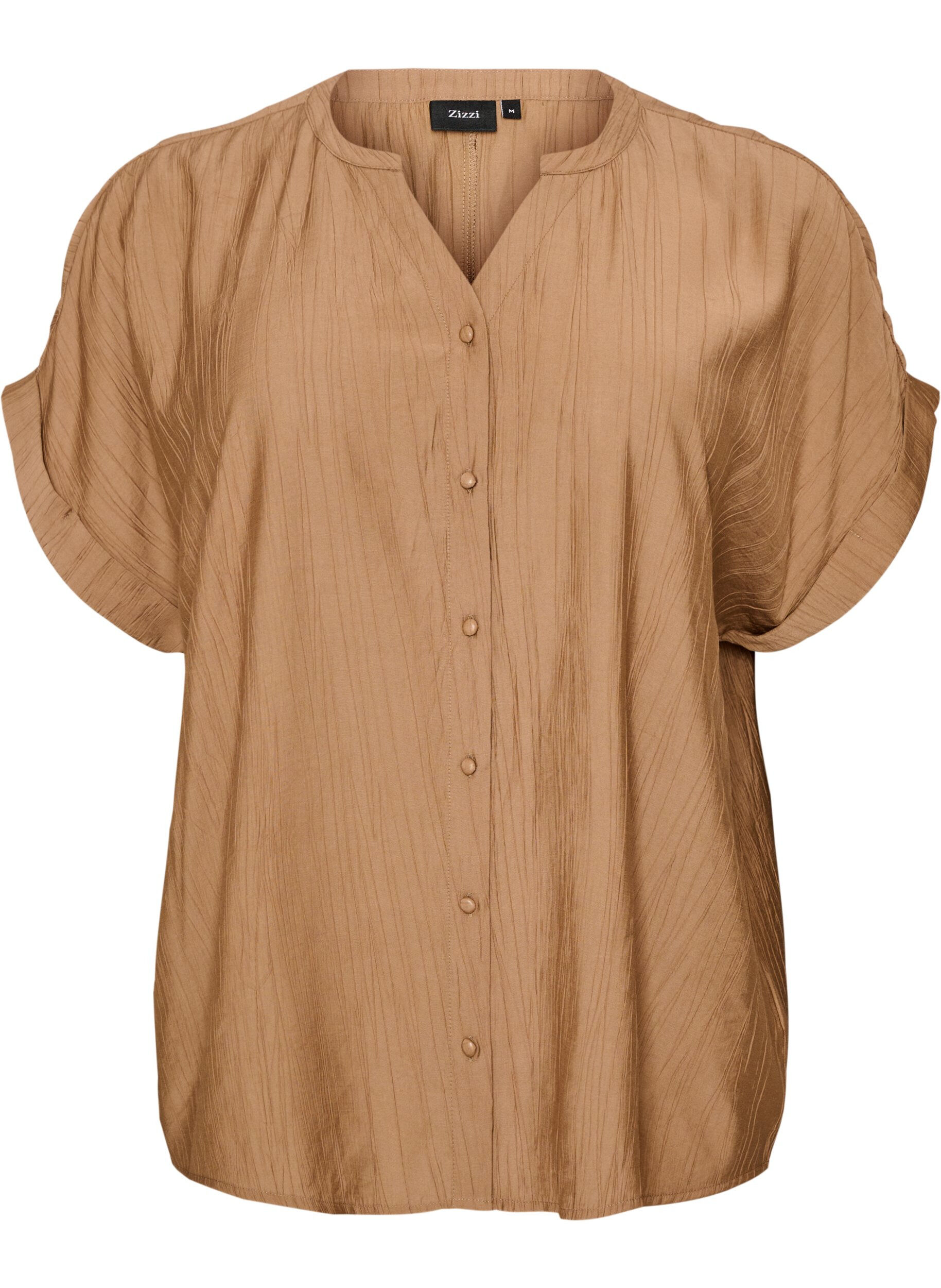 ZizziBluse aus Viskose mit Kn&ouml;pfen und Struktur, Braun, Packshot image number 0