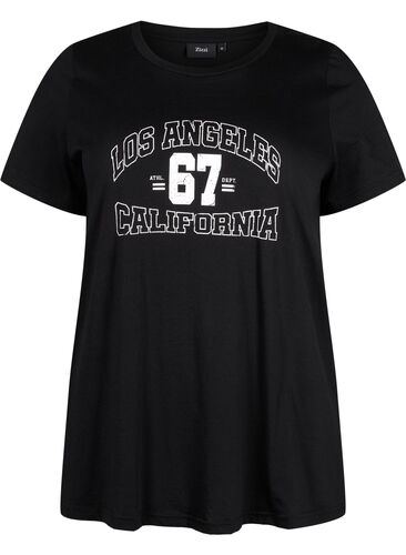 Baumwoll-T-Shirt mit Frontprint, Black LOS ANGELES, Packshot image number 0
