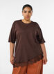 T-Shirt mit asymmetrischem Spitzensaum, Braun, Model image number 0