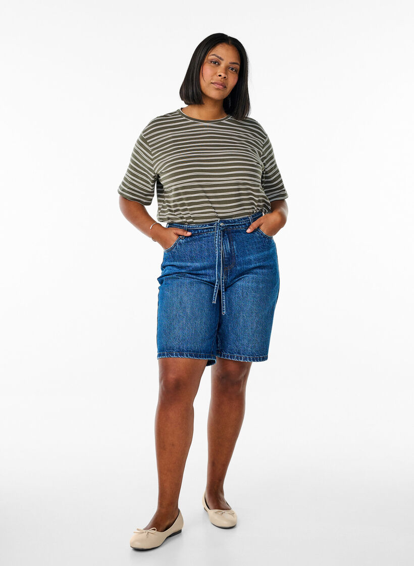 Gestreiftes T-Shirt, Grün, Model image number 1